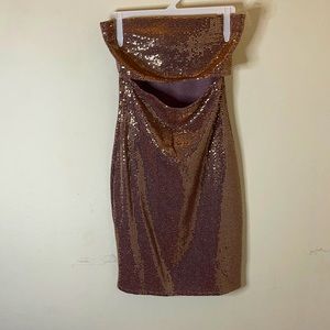 NWT Rose Gold Sequins Open Front Mini Dress